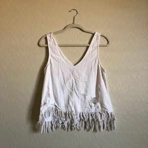 White distressed denim crop